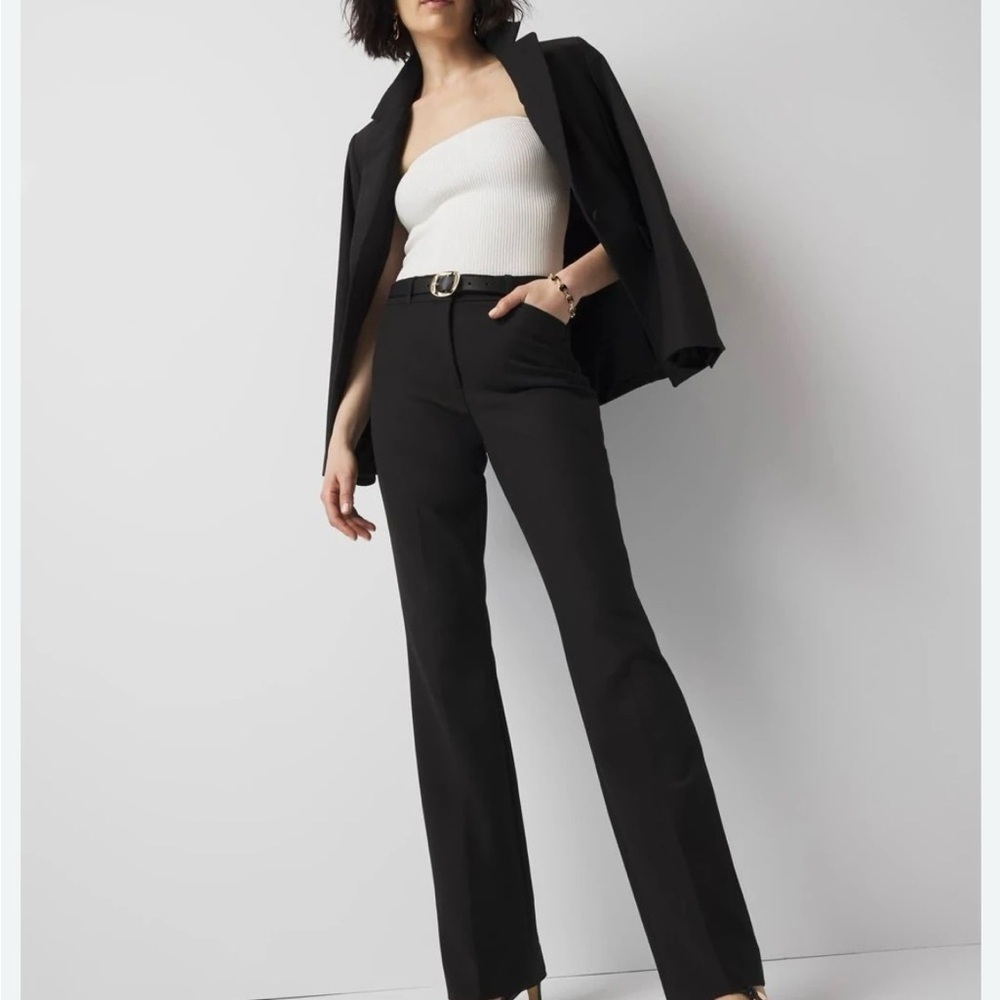 White House Black Market Modern Bootcut Pants Black Stretch Career Work 0R 28”